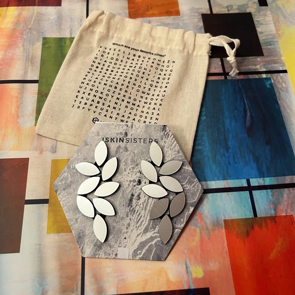 ISKIN SISTERS- KATE LARGE SILVER LEAVES EARRINGS - Picture 5 of 7